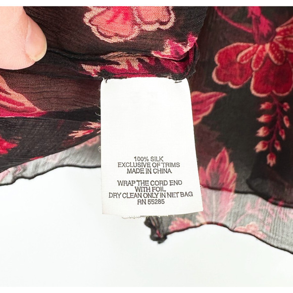VTG Express 100% Silk Top Medium Babydoll Fairygrunge Sheer Floral Whimsygoth - Picture 6 of 9